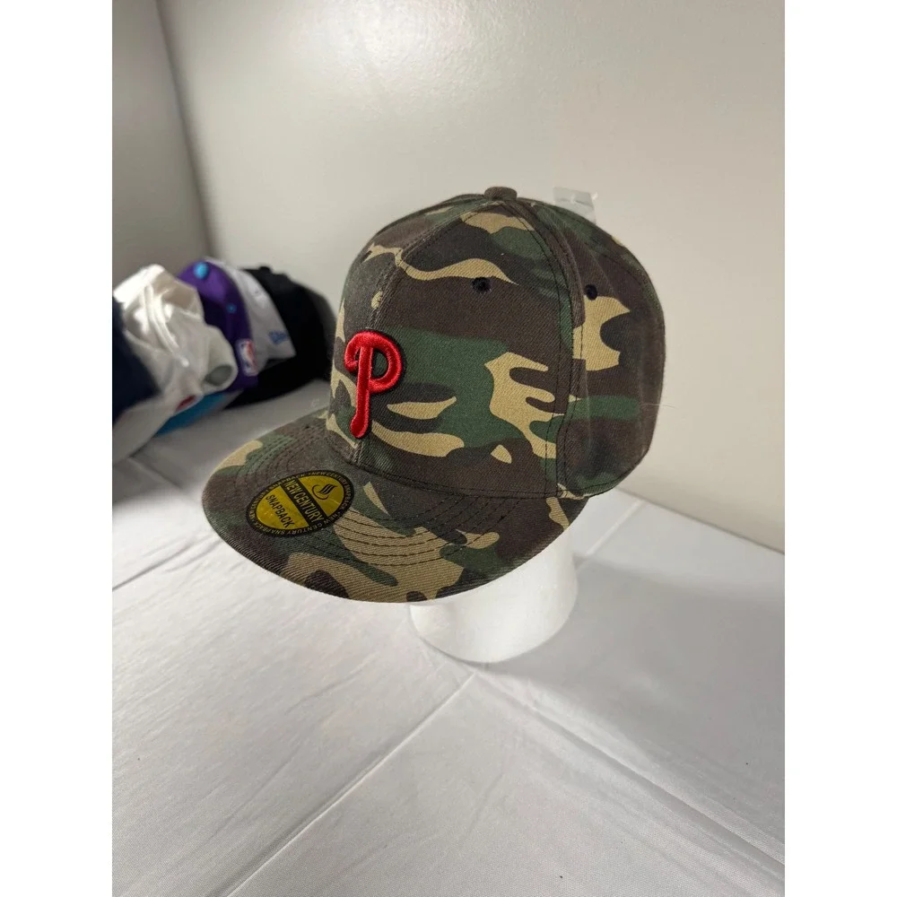 NWT New Century Camo Philadelphia Phillies Style P Snapback Hat Camouflage Cap